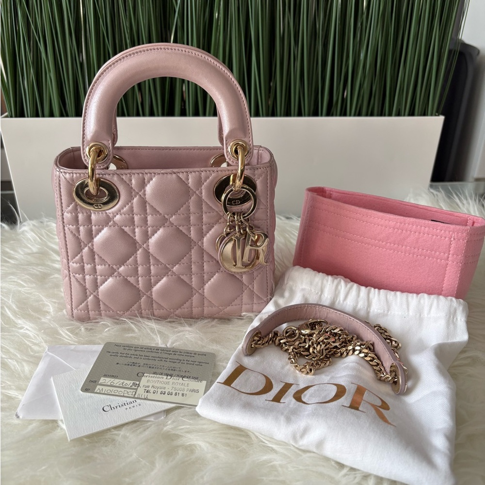 Dior Blush Pink Mini Bag with Gold Accents